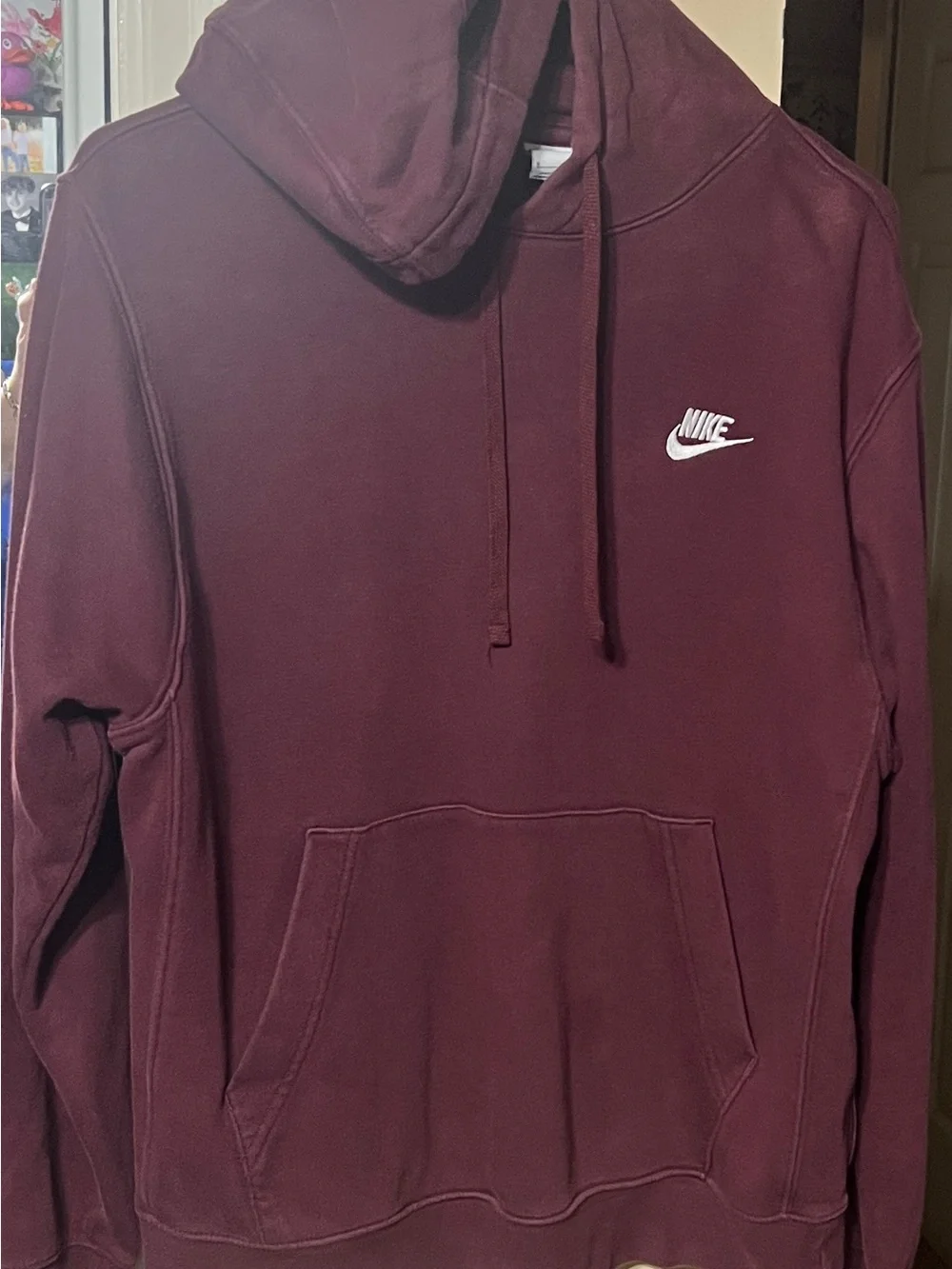 Nike Maroon Pullover Hoodie with White Swoosh